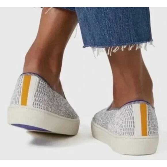 Rothy's The Original Slip On Sneakers Opal Python Gray White Pattern - Picture 1 of 8